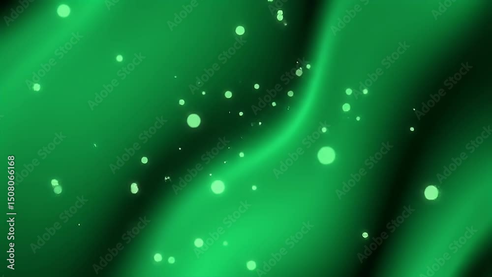 Poster Emerald Green Light Particle Flow Abstract Video Background