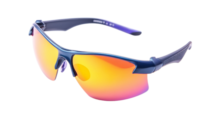 A pair of sports sunglasses with reflective lenses, Transparent background, PNG file