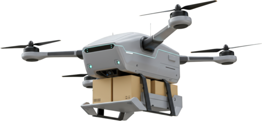 Futuristic Drone Delivery System Autonomous Cargo Aircraft Transporting Packages