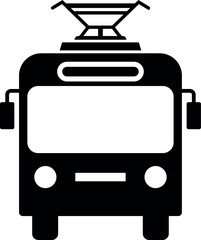 Fototapeta premium Simple black and white icon of a tram on tracks.