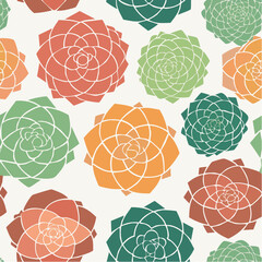 Seamless Stylized Rose Flower Pattern