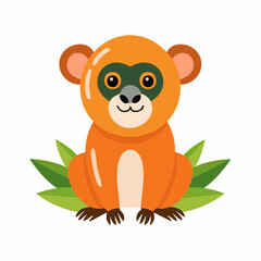 Cute Cartoon Monkey/Lemur in Leaves