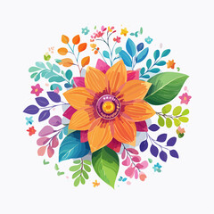Colorful Abstract Floral Blooming Flower Illustration
