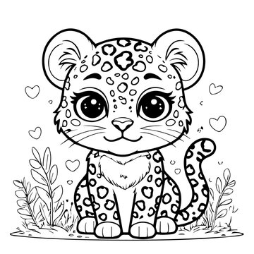 Cute cheetha outline for art book