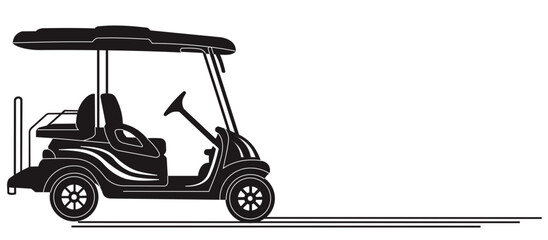 silhouette of electric golf cart in motion. Transportation, vehicle isolated on white background