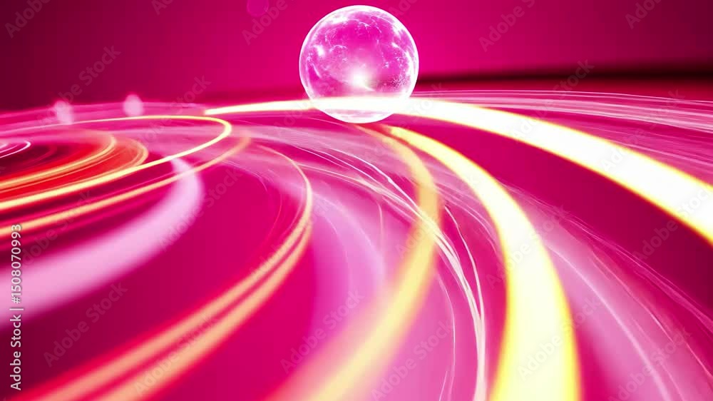 Poster Vibrant pink trails swirl across a soft pink background creating a mesmerizing visual effect, pink trails moving on pink background