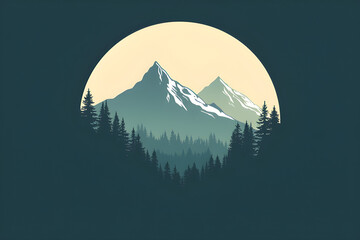 Obraz premium Mountain landscape with moon
