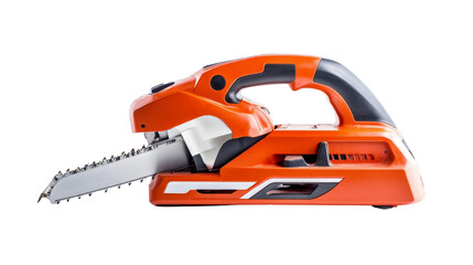 Fototapeta premium A portable power saw on a construction site table,Transparent background, PNG file