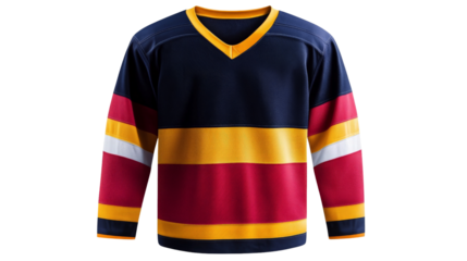 A professional hockey jersey with bold colors,Transparent background, PNG file