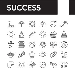 Summer vacation icons set line style design