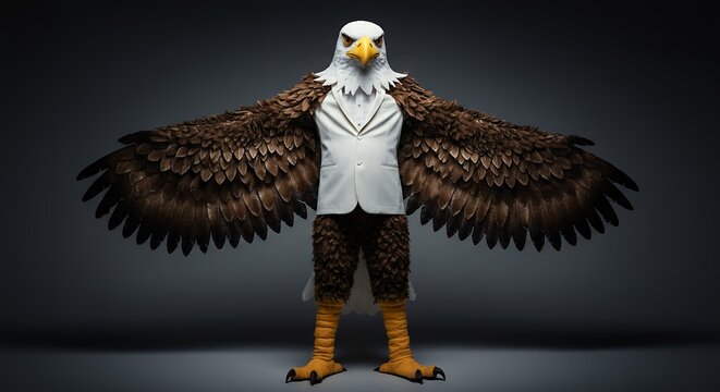 Creepy Man in a White Suit Dressed as an Eagle