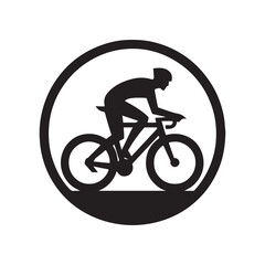 cycling vector silhouette clip art logo design illustration