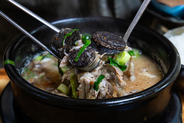 traditional Korean sausage soup with rice