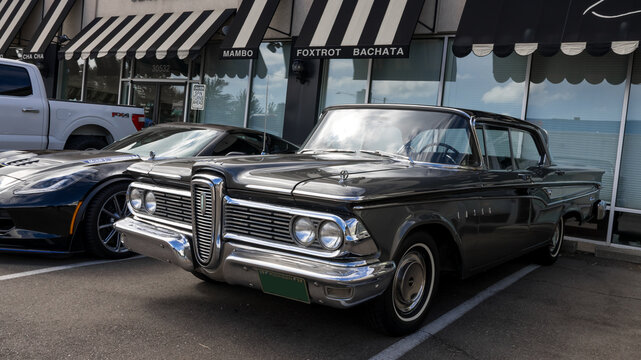 Black 1959 Edsel Corsair at Woodward dream cruise, is the worlds largest one-day automotive event, drawing 1. 5 million people each year