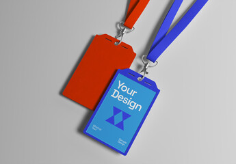 ID Card with Lanyard Mockup