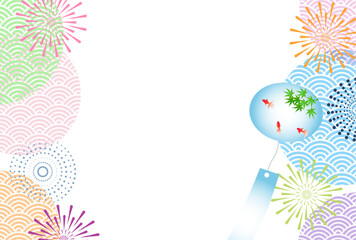 花火　金魚　和柄　背景