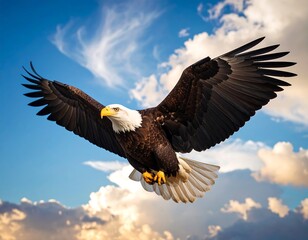 Obraz premium Majestic eagle soaring in vibrant sky