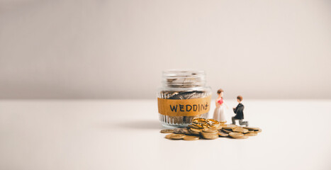 Save money for wedding and planning wedding concept. Sustainable financial goal for family life or...