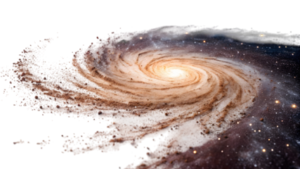  a dynamic swirl of cosmic particles in motion isolated on white background