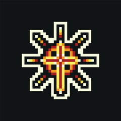 Holly Cross Pixel art Illustration Sticker