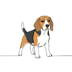 Beagle dog sitting, realistic PNG dog illustration on transparent background