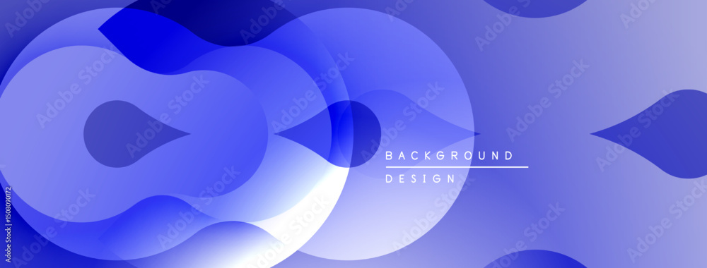Leinwandbilder abstract blue shapes overlap creating dynamic composition. gradient shades provide depth, modern aes