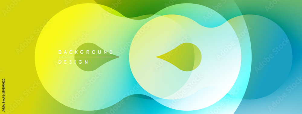 Poster Abstract fluid shapes blend vibrant colors. Gradient transitions create dynamic visual effect. Modern design element.