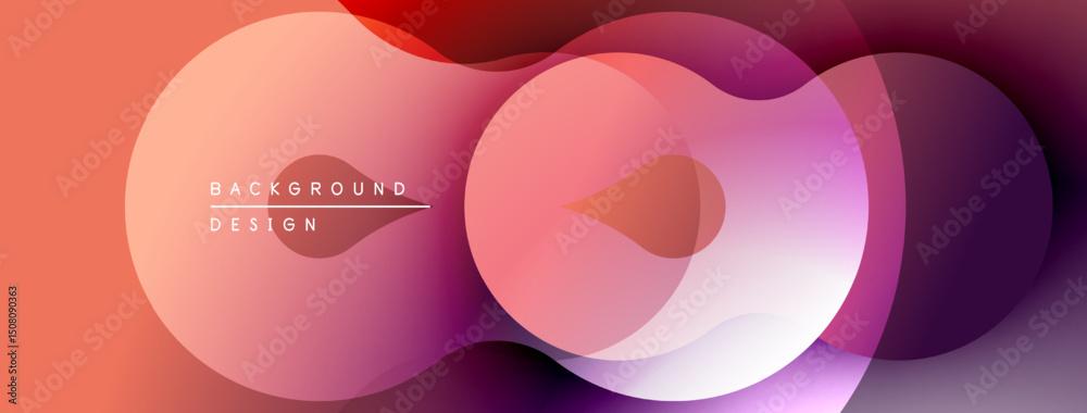 Fototapete abstract fluid shapes overlap, creating vibrant gradient background. soft colors blend, forming mode