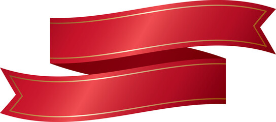 Elegant Red Ribbon with Gold Border Banner Label Illustration