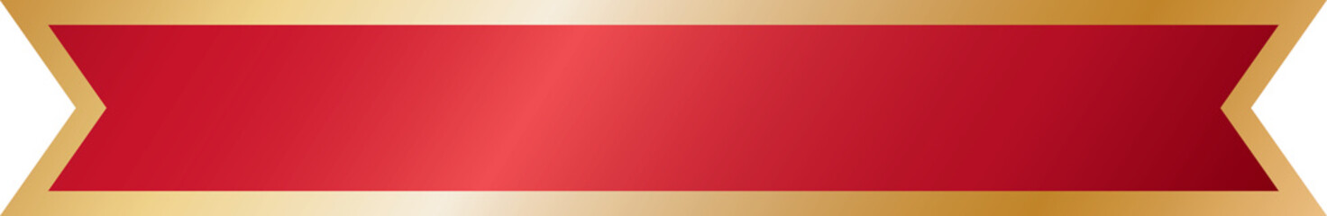 Elegant Red Ribbon with Gold Border Banner Label Illustration