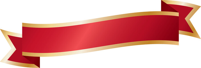 Obraz premium Elegant Red Ribbon with Gold Border Banner Label Illustration