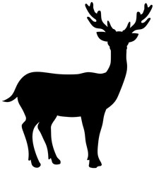 Fallow Deer Stag Silhouette Vector Shadow Illustration