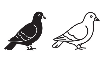 Fototapeta premium Stylized Pigeon Black Silhouette, Bird Icon, Avian Symbol, Graphic Design