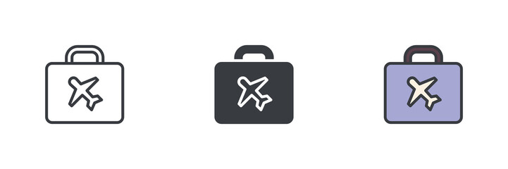 Fototapeta premium Travel baggage or luggage different style icon set
