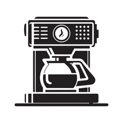 Black And White Coffee Machine Vector Silhouette Illustration
