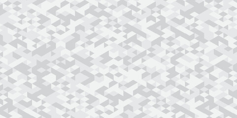 Abstract geometric white and gray background seamless mosaic and low polygon triangle texture wallpaper. Triangle shape retro wall grid pattern geometric ornament tile vector square element.	
