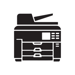 Silhouette Vector Illustration of Multifunction Printer Machine Black and White