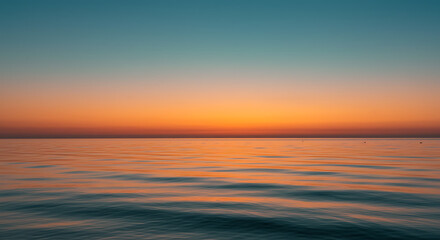 Fototapeta premium Serene Ocean Sunset Calm Waters Vibrant Sky Tranquil Seascape