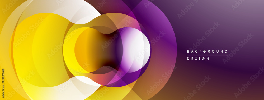 Aufkleber abstract overlapping circles create vibrant gradient effect. purple, yellow, white hues blend smooth