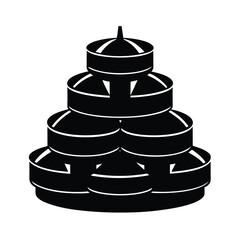 Abstract black and white stacked round objects in simple vector silhouette style