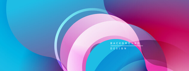 Abstract colorful waves create dynamic backdrop. Smooth gradients blend blues, pinks, purples. Modern design element for presentations.