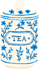 Illustration of a Floral Tea Canister