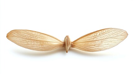 Light tan seed with delicate, veined wings, centered on white background