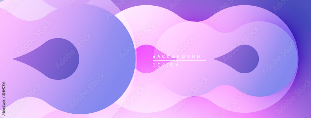 Poster abstract shapes overlap, creating soft gradients. purple hues dominate design, offering modern aesth