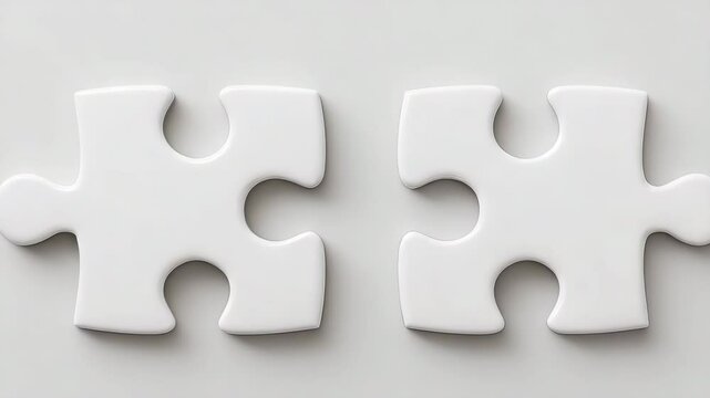 White puzzle piece connection game with two white pieces light