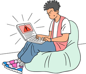 man working on laptop