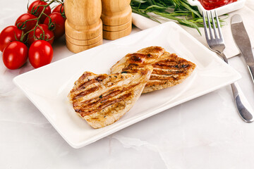 Grilled pork steak with sauce