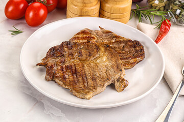 Grilled pork neck sirloin steak