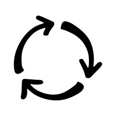 Hand drawn recycle arrow icon Recycling resources symbol Reuse of materials, zero waste, green environment, saving the planet