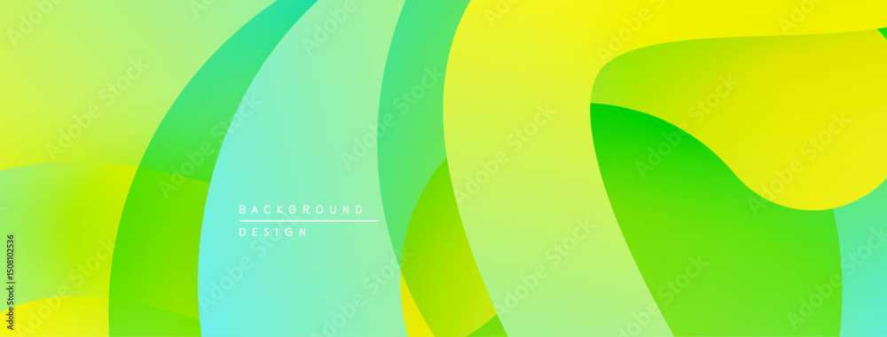 Fototapete abstract fluid shapes, vibrant green, yellow hues. smooth gradients create dynamic visual flow. mode